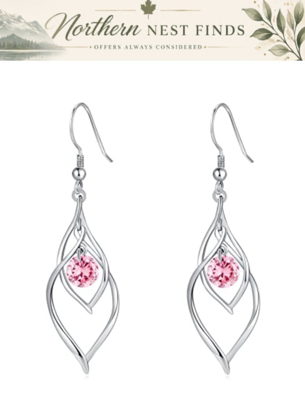 925 Sterling Silver Birthstone Dangle Drop Earrings CZ French Wire